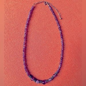 Vintage Sterling Silver Amethyst Bali Bead Necklace